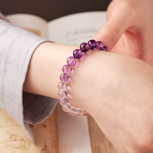 Natural Amethyst and Pink Quartz Bracelet