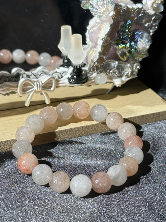 Light Peach Rutilated Quartz Natural Gemstone Bracelet