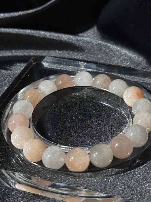 Light Peach Rutilated Quartz Natural Gemstone Bracelet