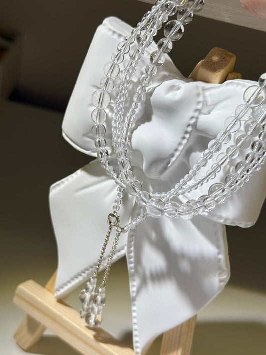 Clear Quartz Natural Gemstone Wrap Bracelet / Necklace