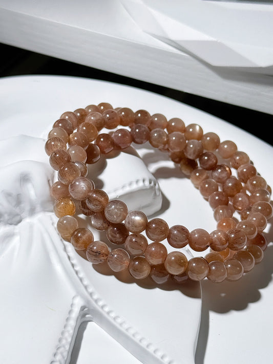 Skeletal Golden Sunstone Natural Gemstone Bracelet