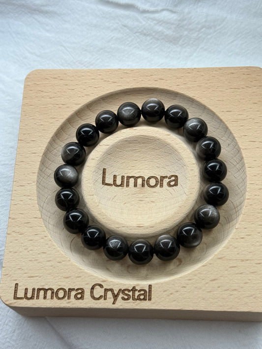 Silver Obsidian Natural Gemstone Bracelet