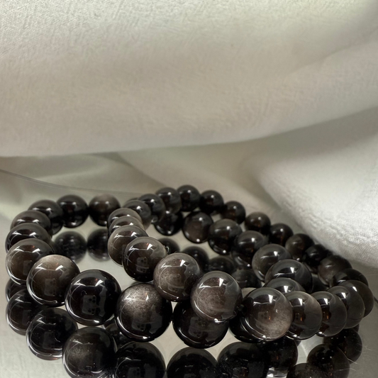 Silver Obsidian Natural Gemstone Bracelet