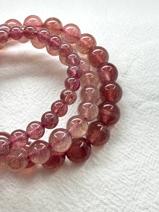 Strawberry Rose Quartz Natural Gemstone Bracelet