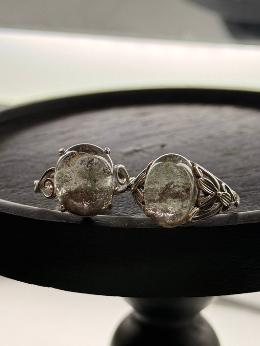 Black Rutilated Quartz Adjustable Ring