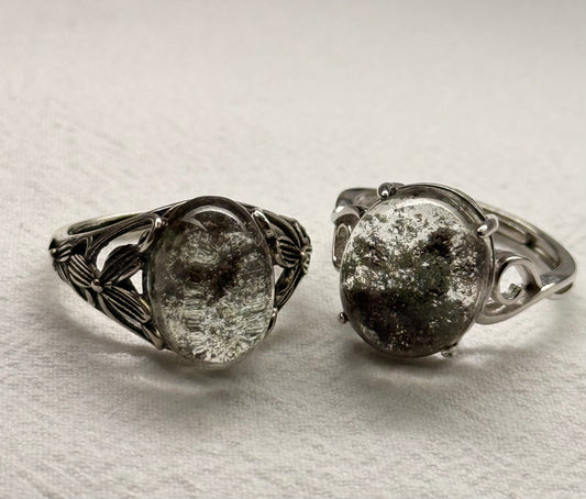 Black Rutilated Quartz Adjustable Ring