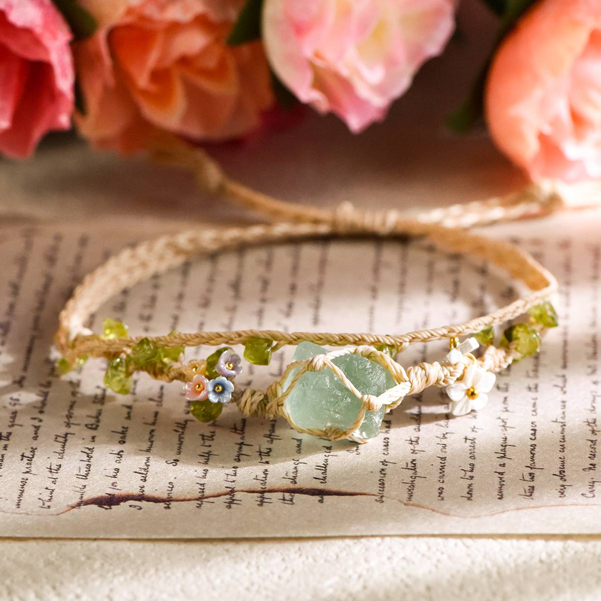Adjustable Floral Rope Bracelet - Lumora Crystal