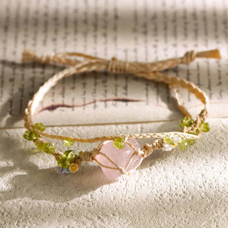 Adjustable Floral Rope Bracelet - Lumora Crystal