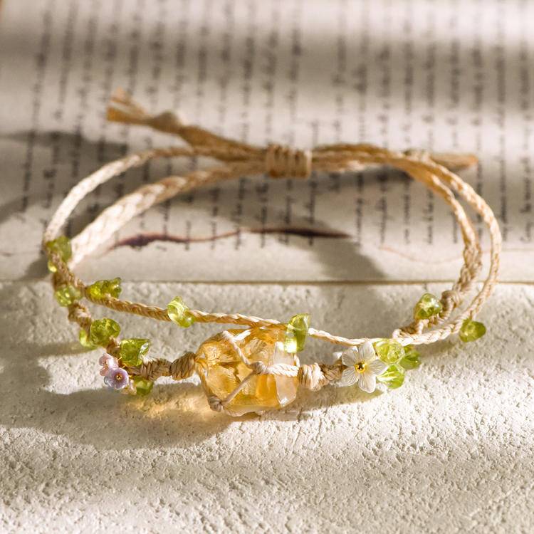 Adjustable Floral Rope Bracelet - Lumora Crystal
