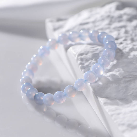 Blue Lace Agate Natural Gemstone Bracelet - Lumora Crystal