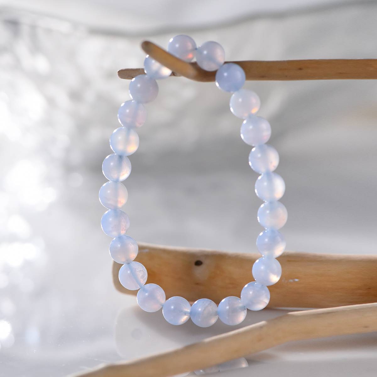 Blue Lace Agate Natural Gemstone Bracelet - Lumora Crystal