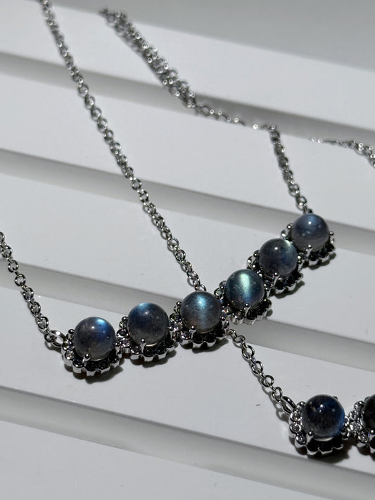 Gray Moonstone Collarbone Necklace