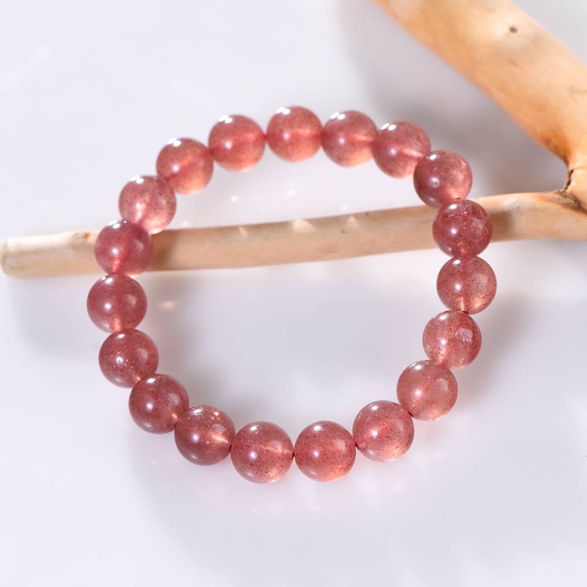 Strawberry Rose Quartz Natural Gemstone Bracelet - Lumora Crystal